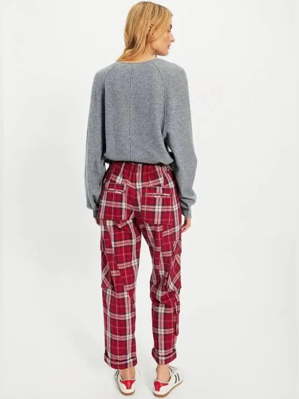 NWT FREE PEOPLE Tahiti Menswear Pull-On Cargo Pants | Red Combo MSRP $168 XS